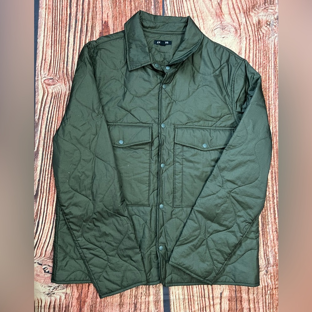 Express Men's Olive Quilted Jacket